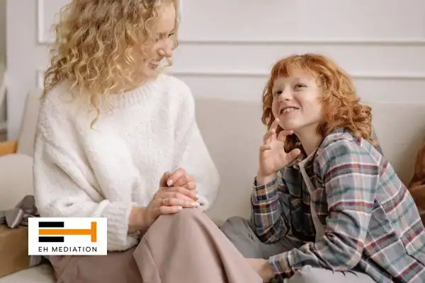 Happy mother and child after sorting child arrangements mediation Clitheroe